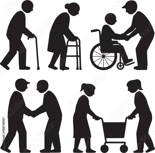 Helping People Line Editable Icon Set – Contains Icons Related to Care, Support, Assistance, Community, Elderly & More. Editable Stroke. Vector Illustration