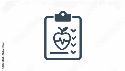 Hand Drawn Health Plan Checklist Icon. Medical Report, Diet Management, and Wellness Assessment Doodle.