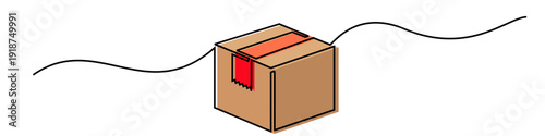 Editable continuous one line drawing box package vector for delivery services and e-commerce. Ideal for symbolizing shipping, unboxing, and logistics concepts.