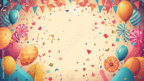 Vector carnaval background design template with vibrant flat design elements, featuring a lively and festive atmosphere,