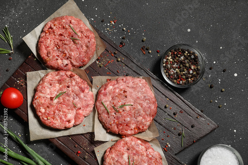 Cutting board with raw meat...