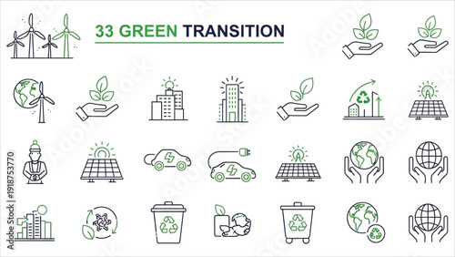 Alternative Clean Energy Infographic – Transition to Renewable Power and Eco-Friendly Green World Concept.