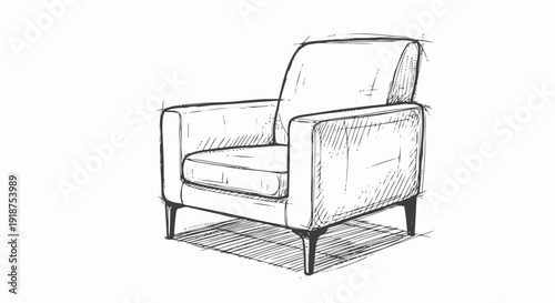 Armchair Sketch Illustration Simple Design.