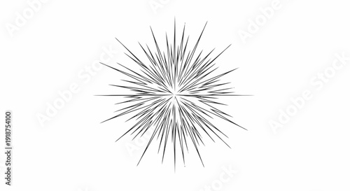 Explosion of thin lines radiating from a central point.