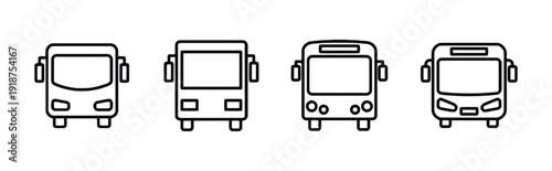 Bus icons set public transport vehicle