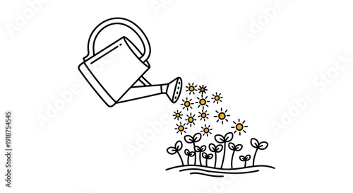 Watering Can Nourishing Flowers with Water.