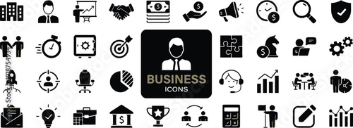 Business icons set for corporate and management