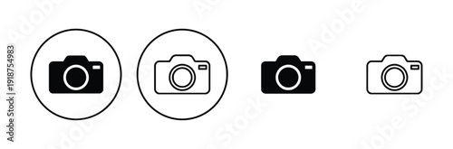 Camera icons set in different styles flat design vector illustration