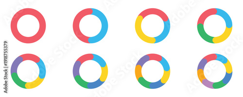 Circular progress bar and loading indicators with different color segments