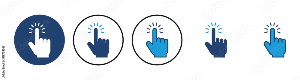 Fototapeta premium Click hand icons set different styles hand pointer for web and interface design