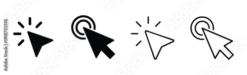 Click cursor icons set indicating interaction and selection