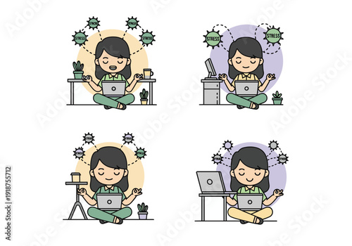 Mindful Woman Meditating at Work to Overcome Workplace Stress