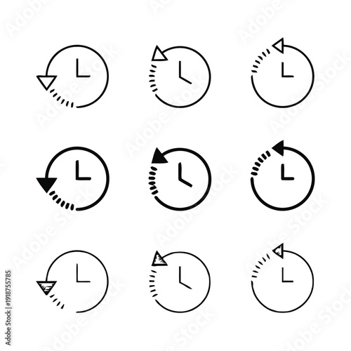 Clock and stopwatch icons representing time, duration, and history