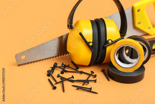 Carpenter's tools and screw...