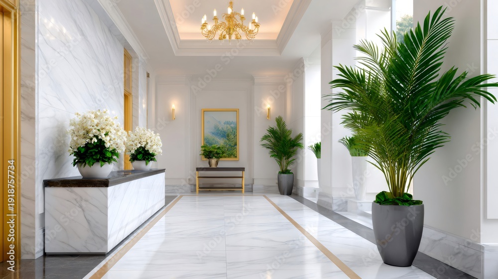 Fototapeta premium Luxury hotel lobby with elegant marble interior design