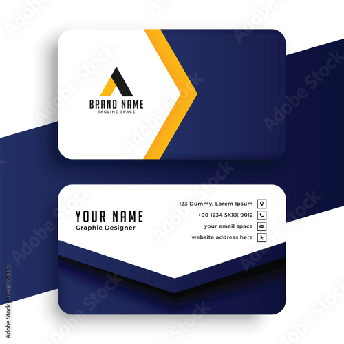 Blue and yellow elegant visiting card template vector