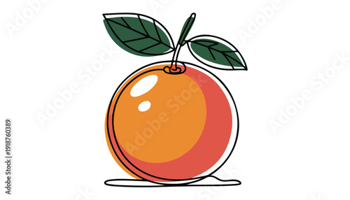 One continuous line illustration of an Blood Orange fruits, isolated on white background.