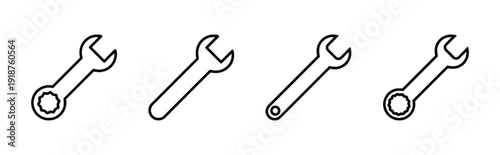 Collection of adjustable wrench and spanner tools for mechanical repairs and adjustments