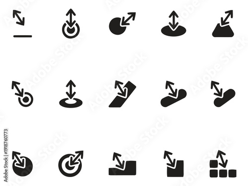 Collection of arrow icons representing resizing and expansion in graphics
