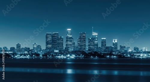 Los Angeles cityscape illuminated in the dark offering a modern urban scene perfect for various commercial purposes