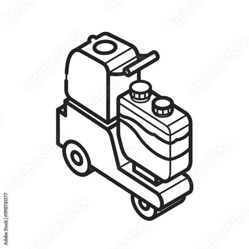 Simple black and white line drawing of a floor cleaning machine.