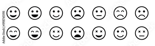 Collection of diverse emoji faces with varied expressions and styles