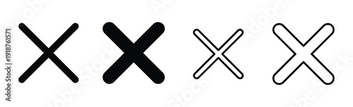 Collection of cross symbols in solid and outlined styles for closing or deleting