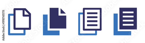 Collection of document icons showing different pages and layouts symbolizing office work and administration