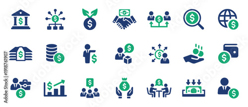 Collection of finance and business icons for website and graphic design