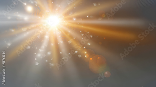 Vector white background sunlight with sun glare. Overlay, Sun rays and glare, Sun, sunrays, light transitions, lens flare, light leaks and glare in format. sunlight flare. Golden flash and glare.