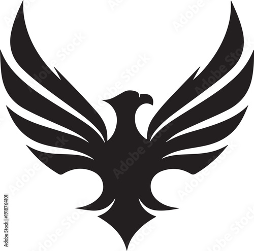 Modern Stylized German Eagle Crest Silhouette Minimal Black Vector National Emblem Isolated Flat Design Premium Stock Graphic