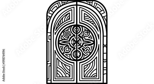 Graphic illustration of a world map made of colorful abstract shapes and patterns, global connectivity theme.