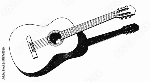 Acoustic Guitar Illustration with White Body.