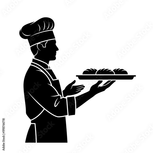 Chef Holding Tray of Prepared Food.
