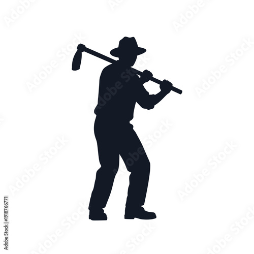 Man Holding Sledgehammer Silhouette Profile View.