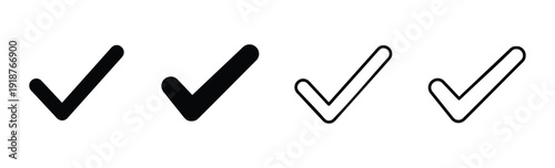 Collection of four check mark icons in different styles for design and web applications