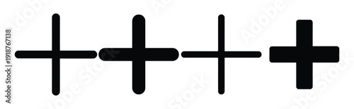 Collection of four plus sign icons with rounded edges