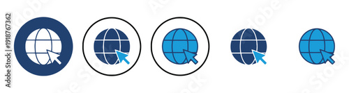 Collection of globe and cursor icons representing internet and web connectivity