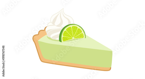 Key Lime Pie Image, Vector Illustration, Dessert Food, Sweet Treat, Culinary Art