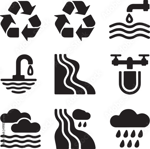 Environmental conservation and water icons