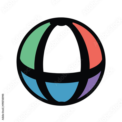 Abstract multicolor globe icon, segmented in a dynamic and modern geometric style, representing global communication, diversity, and interconnectedness across various digital platforms and networks