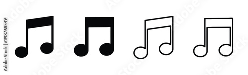 Collection of musical note icons in solid and outline styles for music and melody