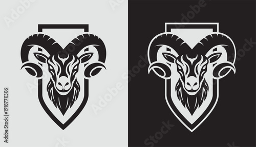 Goat illustration on a shield
