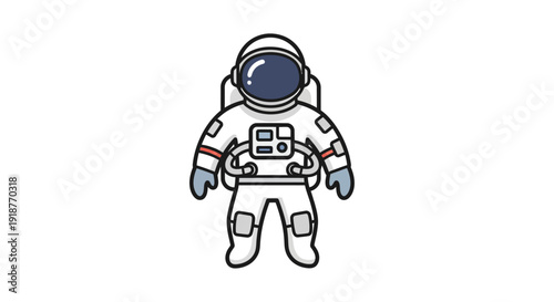 Illustration Vector of Astronaut in White Space Suit Standing.