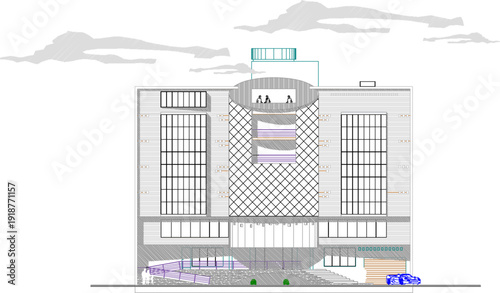 vector sketch illustration silhouette architectural design architectural construction section view facade hotel modern apartment