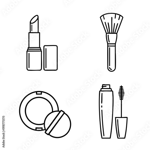 Makeup Icon Collection – Lipstick, Brush, Compact Powder and Mascara