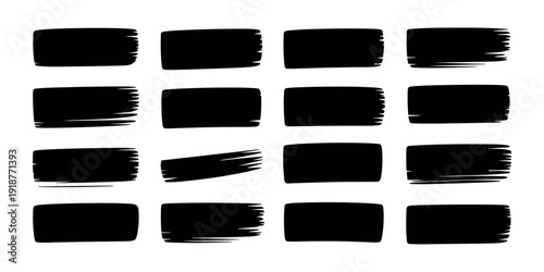 Black brush stroke rectangles on white background