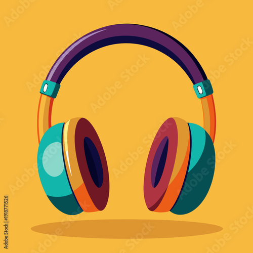 Stylish Headphones Icon Modern Flat Illustration