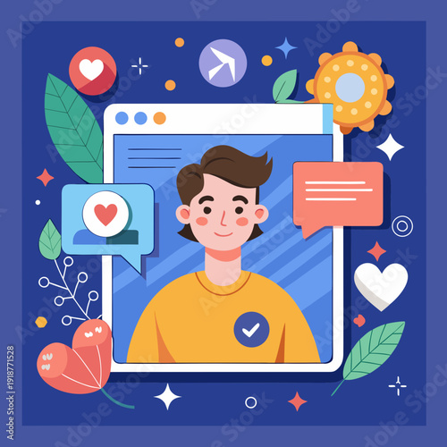Social Media Profile and Online Communication Illustration