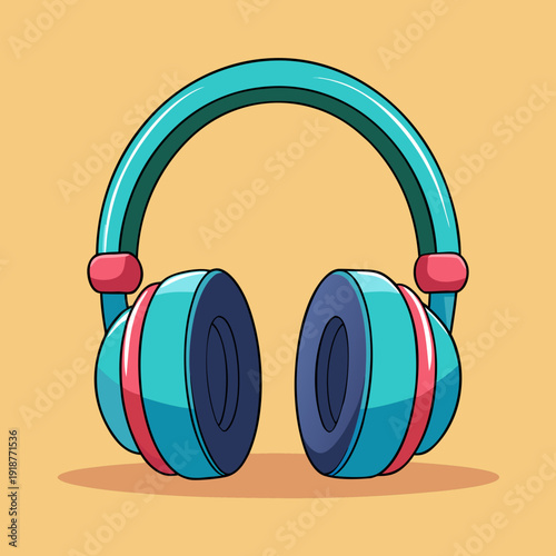 Colorful Over-Ear Headphones Flat Vector Illustration